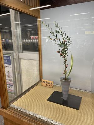 Ikebana at Hikone Station at night